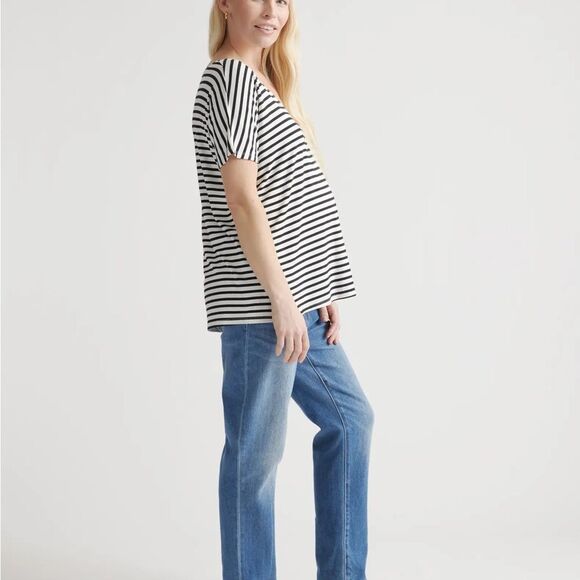 Quince Striped Women's Tops 2 pack Black/White size L NWT in packaging - Picture 4 of 16